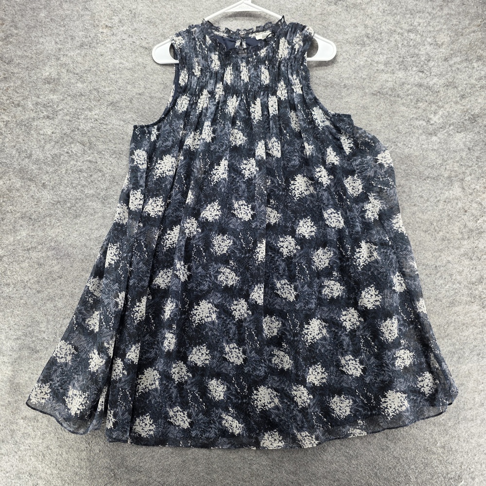 Joie Dress Womens M Blue Floral Short Swing Sleeveless High Neck Lined Chiffon